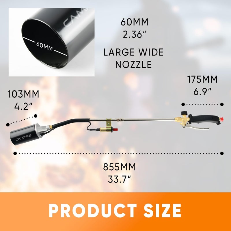 Campfire Propane Torch Weed Burner With Storage Bag, High Output 1,800,000 BTU Weed Torch With 10ft Hose, Self Igniting,Flame Control Valve And Ergonomic Anti-Slip Handle - Image 2